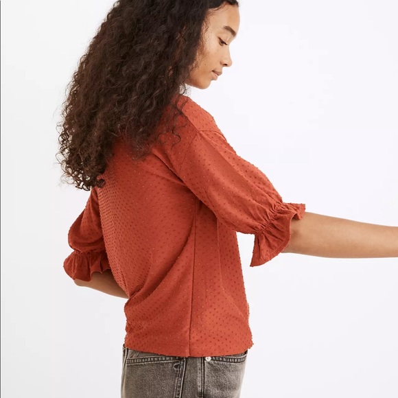 Madewell Clipdot Ruffle Top in Etruscan Clay - Picture 3 of 5